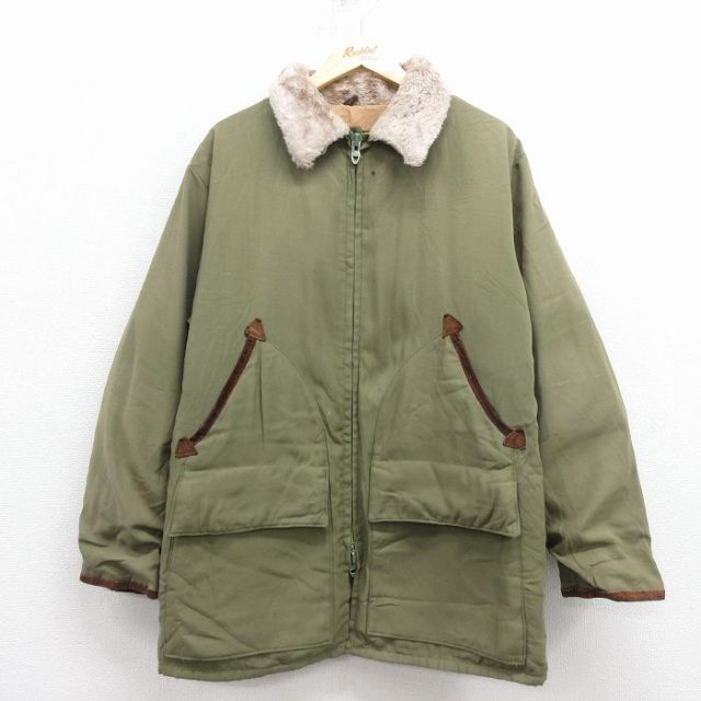 L★古着 10X 長袖 ビンテージ ハンティング ダウン ジャケット メンズ 70年代 70s ロング丈 緑【spe】 25dec10