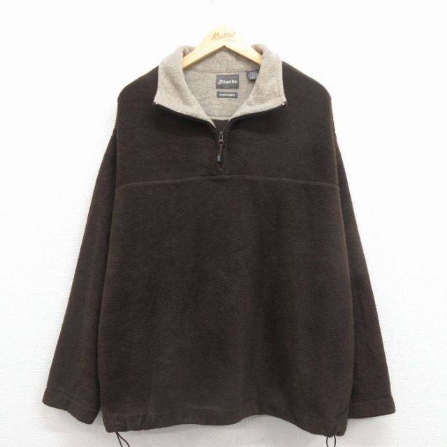 XL★古着 セントジョンズベイ 長袖 ハーフジップ フリース ジャケット メンズ 大きいサイズ こげ茶 25dec10
