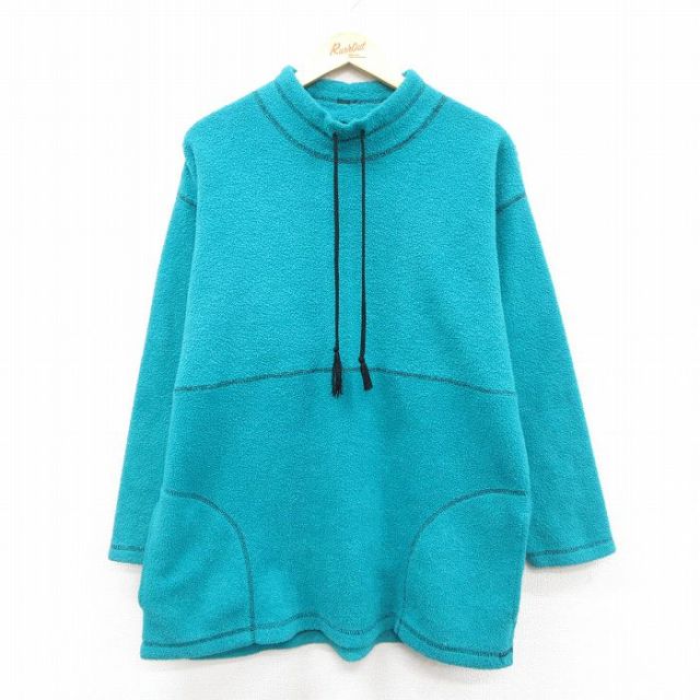 M★古着 セントジョンズベイ 長袖 フリース ジャケット メンズ 00年代 00s モックネック ハイネック 青緑 25dec11