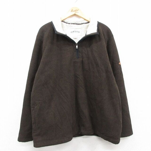 【50%OFF】オービス 長袖ハーフジップフリースジャケット 内側ボア ブラウン XL | 古着