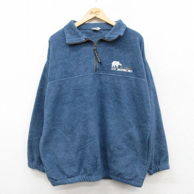 アラスカ 90s ハーフジップフリースジャケット ネイビー L | 古着