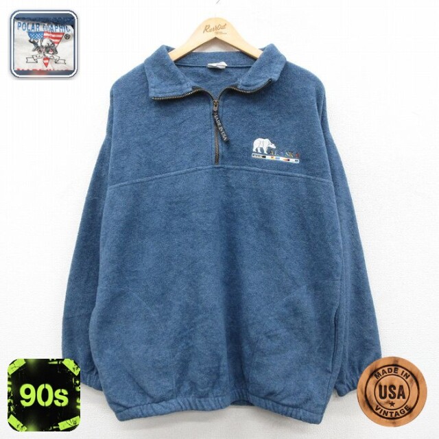 【50%OFF】アラスカ 90s ハーフジップフリースジャケット ネイビー L | 古着