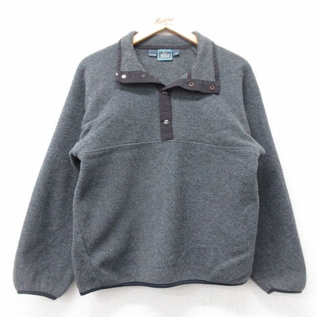 S★古着 ウールリッチ 長袖 フリース ジャケット スナップT メンズ 90年代 90s ラグラン USA製 濃グレー他 25dec13