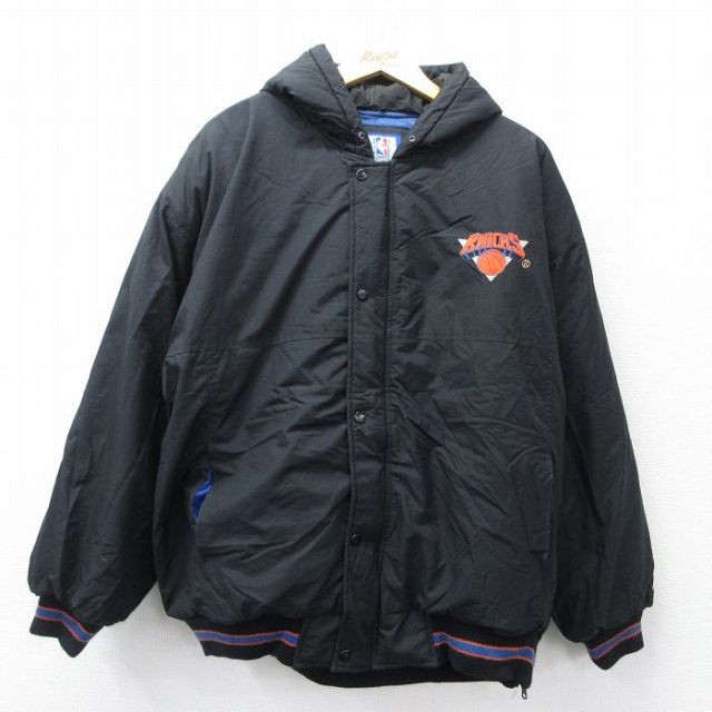 90sUSA古着 スターター 肉厚アノラックパーカー NBAスタジャン黒×青 90sUSA古着 スターター 肉厚アノラックパーカー NBAスタジャン黒×青