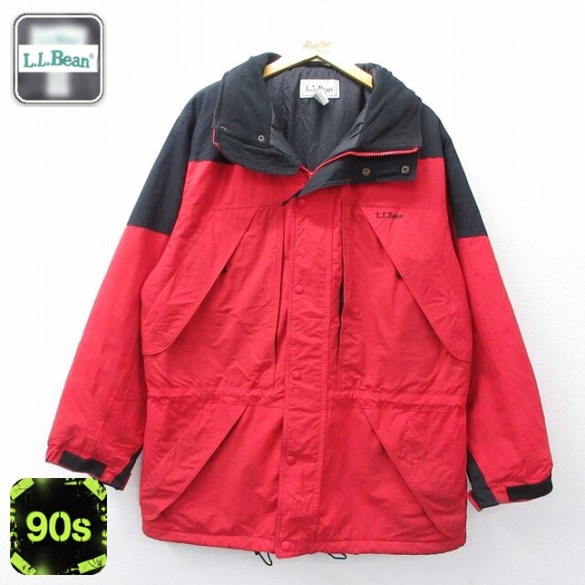 【50%OFF】エルエルビーン 90s ナイロンジャケット ワンポイントロゴ レッド XL | 古着