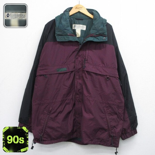【50%OFF】コロンビア 90s ナイロンジャケット ワンポイントロゴ パープル XL | 古着