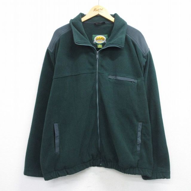 XL★古着 カベラス 長袖 フリース ジャケット メンズ 00年代 00s ヒジ当て 大きいサイズ 緑他 25dec16