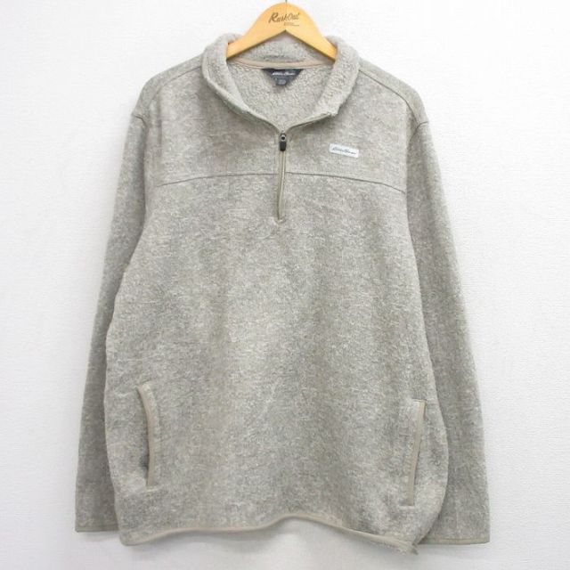 【50%OFF】エディーバウアー ハーフジップフリースジャケット グレー XL | 古着
