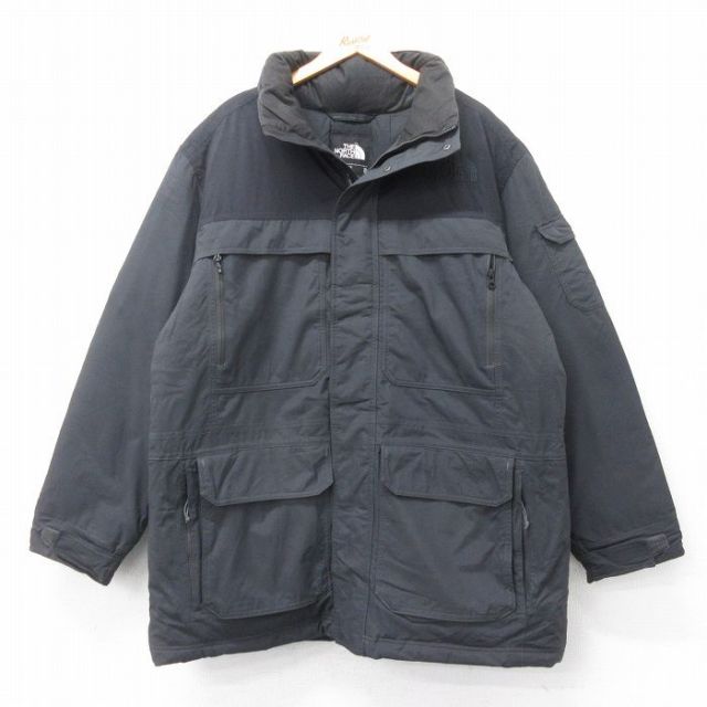 【50%OFF】ノースフェイス ナイロンダウンジャケット ワンポイントロゴ グレー XL | 古着