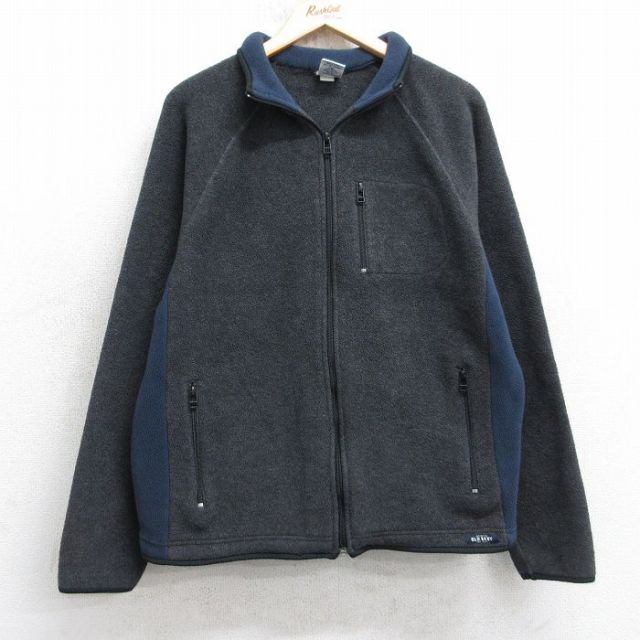 M★古着 オールドネイビー OLD NAVY 長袖 フリース ジャケット メンズ 00年代 00s ラグラン ツートンカラー 濃グレー 25dec20