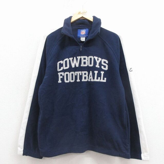 【20%OFF】リーボック 00s ハーフジップフリースジャケット ダラスカウボーイズ刺繍 ネイビー M | 古着