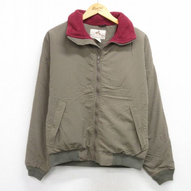 S★古着 EMS 長袖 ナイロン ジャケット メンズ 90年代 90s ワンポイントロゴ USA製 茶系 内側フリース【spe】 25dec22