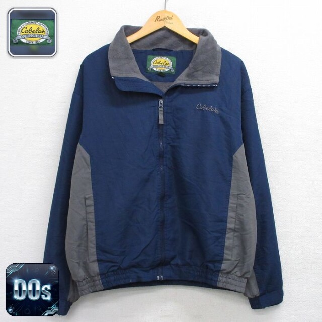 【50%OFF】カベラス 00s 長袖ジャケット ワンポイントロゴ ネイビー XL | 古着
