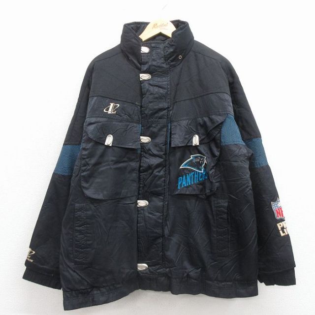 スターターNFLナイロンジャケット黒メンズXLサイズ入手困難カロライナパンサーズ NFL カロライナ パンサーズ ブラック ナイロンジャケット ダウン XL