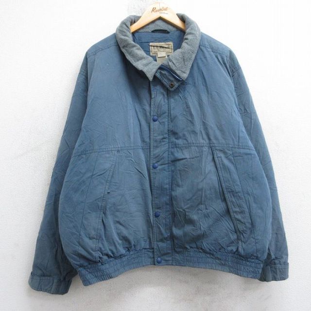 XL★古着 エルエルビーン 長袖 ダウン ジャケット メンズ 00年代 00s 襟フリース 大きいサイズ 薄紺【spe】 25dec26