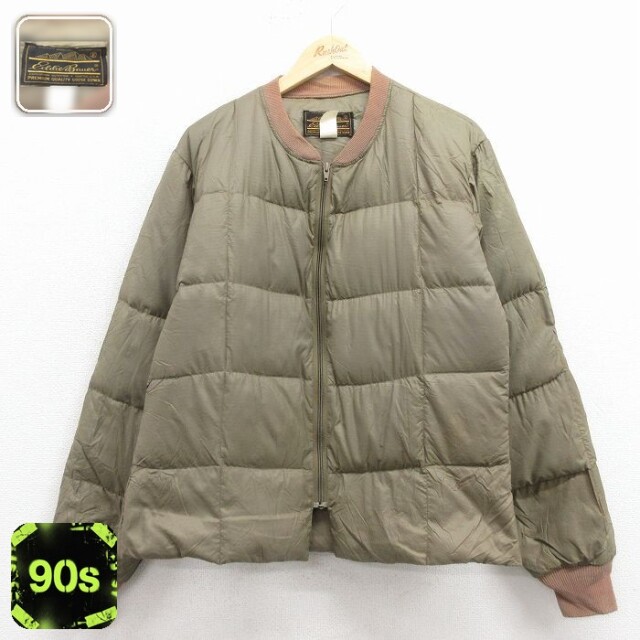 【50%OFF】エディーバウアー 90s ナイロンダウンジャケット リップストップ グリーン M | 古着