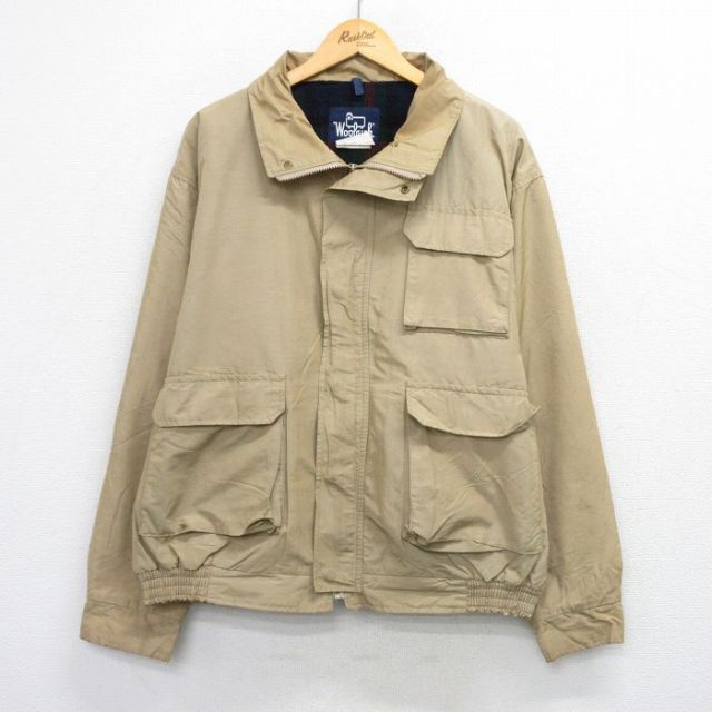 XL★古着 ウールリッチ 長袖 ジャケット メンズ 90年代 90s ロクヨンクロス USA製 ベージュ 内側ウール 25dec29