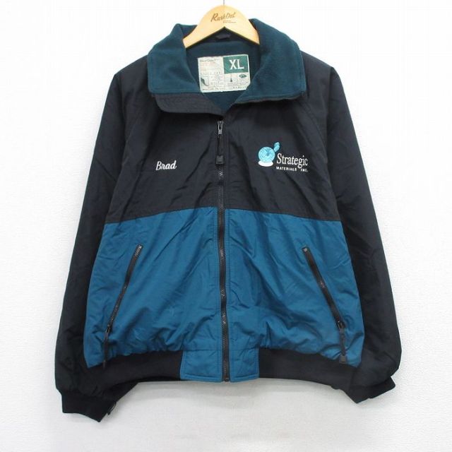 XL★古着 Wear Guard 長袖 ナイロン ジャケット メンズ 00年代 00s Strategic 大きいサイズ 黒他 内側フリース 25dec29