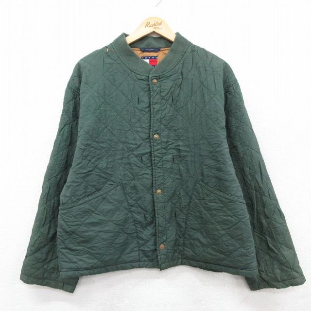 【20%OFF】トミーヒルフィガー 90s キルティングジャケット 内側フリース グリーン L | 古着