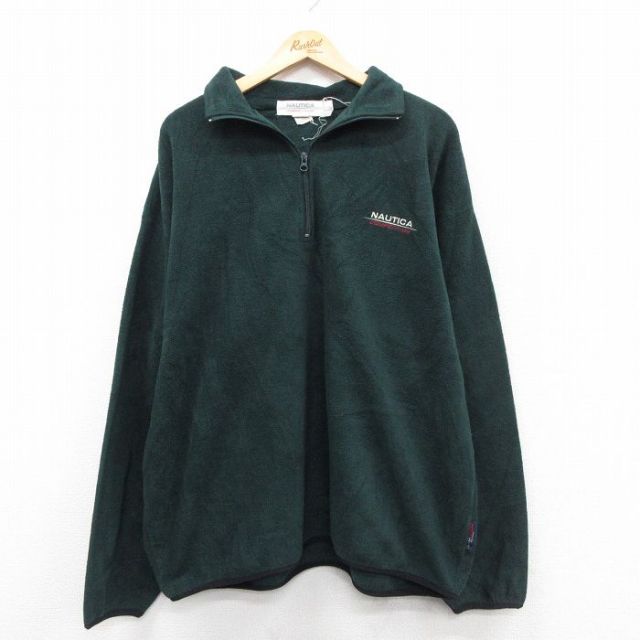 【20%OFF】ノーティカ 90s ハーフジップフリースジャケット ワンポイントロゴ グリーン XL | 古着