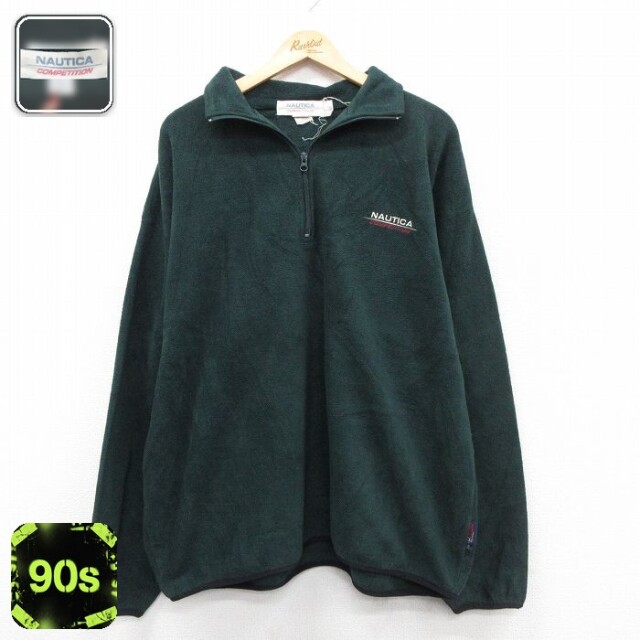 ノーティカ 90s ハーフジップフリースジャケット ワンポイントロゴ グリーン XL | 古着