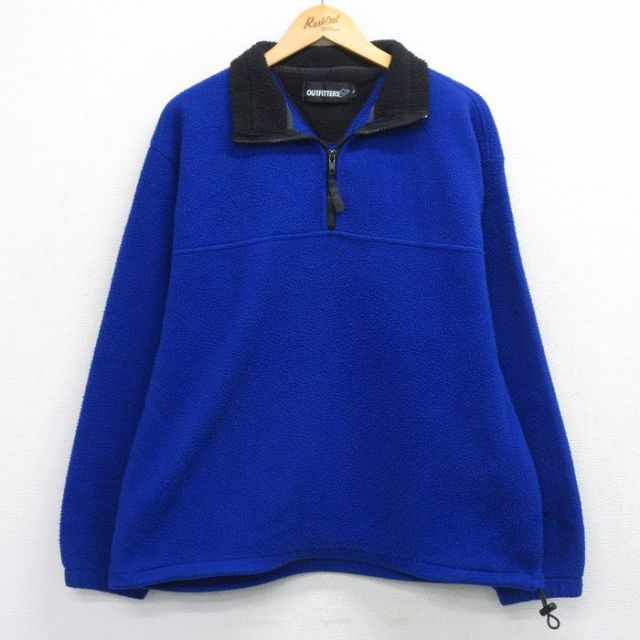 L★古着 長袖 ハーフジップ フリース ジャケット メンズ 90年代 90s USA製 青 26jan14