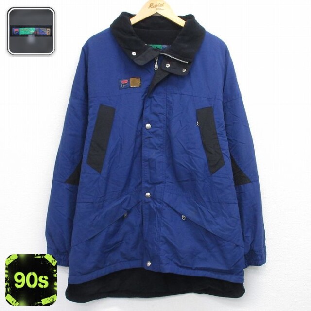 【50%OFF】フィラ 90s ナイロンジャケット ワンポイントロゴ ネイビー XL | 古着