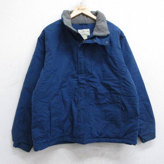 L★古着 エルエルビーン 長袖 ナイロン ジャケット メンズ 00年代 00s 紺 内側フリース 26jan16