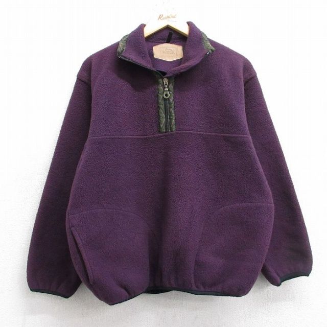 S★古着 ウールリッチ 長袖 ハーフジップ フリース ジャケット メンズ 90年代 90s USA製 紫 26jan16