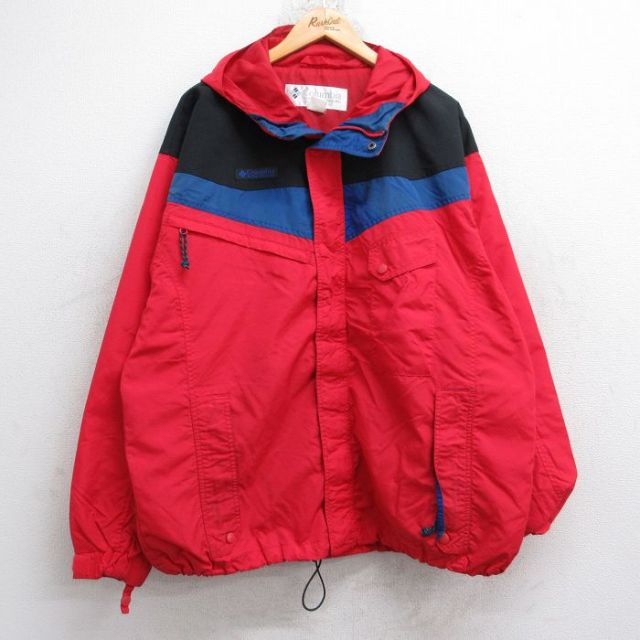 XL★古着 コロンビア 長袖 ナイロン マウンテン ジャケット パーカー メンズ 90年代 90s 赤他 26jan16