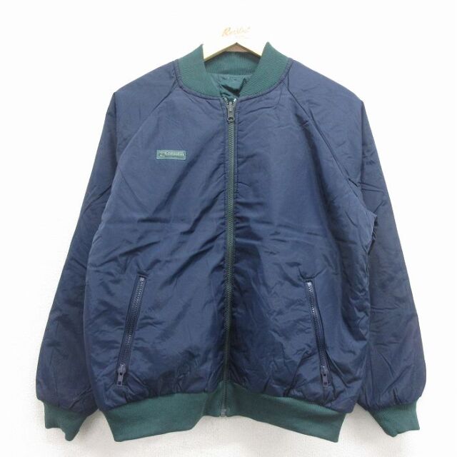 M★古着 コロンビア 長袖 ジャケット メンズ 90年代 90s ワンポイントロゴ リバーシブル ラグラン 紺他 26jan24