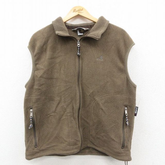 EMS 90s フリースベスト ワンポイントロゴ ブラウン L | 古着
