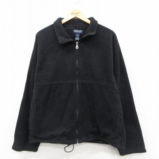 L★古着 ランズエンド 長袖 フリース ジャケット メンズ 90年代 90s USA製 黒 26jan26