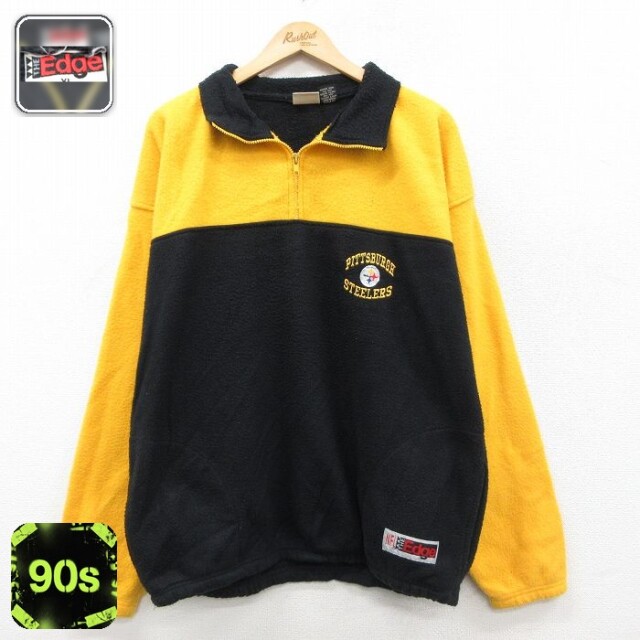 【50%OFF】90s ハーフジップフリースジャケット ピッツバーグスティーラーズ イエロー XL | 古着