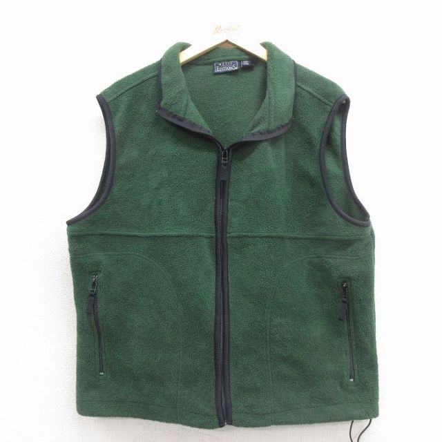 L★古着 ベーシックエディションズ フリース ベスト メンズ 90年代 90s 濃緑 26jan29