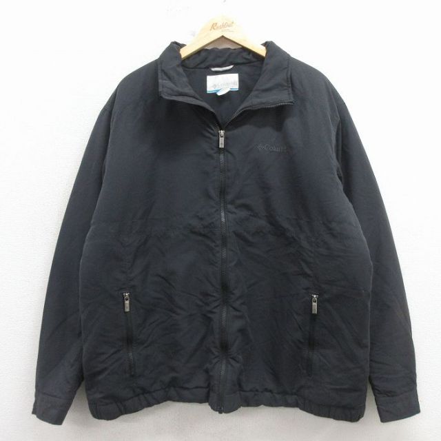 XL★古着 コロンビア 長袖 ジャケット メンズ ワンポイントロゴ 大きいサイズ 黒 内側フリース 26jan29