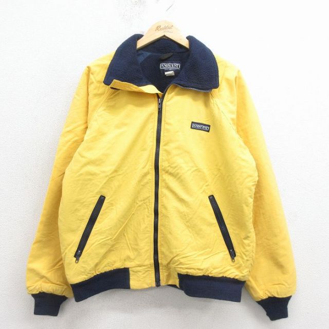 XL★古着 ランズエンド 長袖 ジャケット メンズ 90年代 90s ラグラン 黄 内側フリース【spe】 26jan29