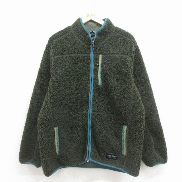 【20%OFF】エディーバウアー 長袖フリースジャケット グリーン XL | 古着