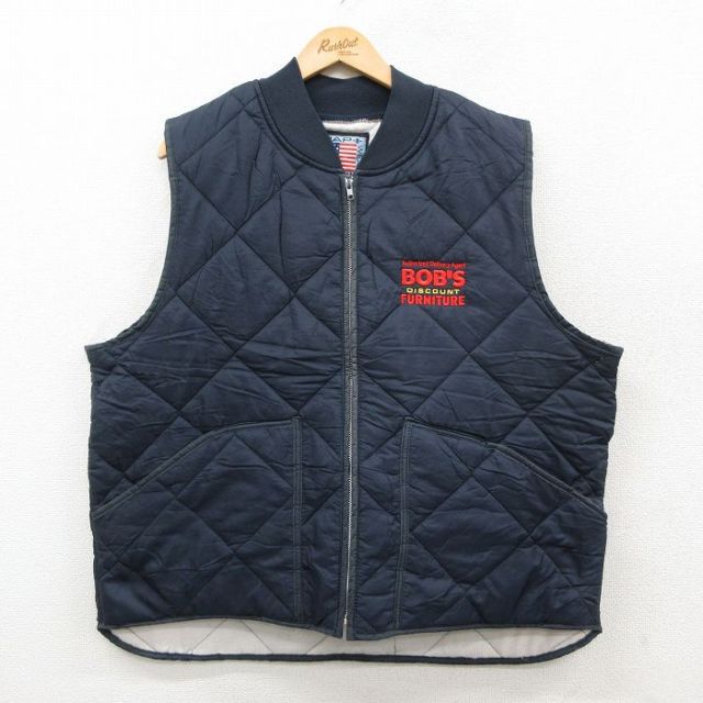 XL★古着 キルティング ベスト メンズ 90年代 90s BOBS USA製 紺【spe】 26feb13