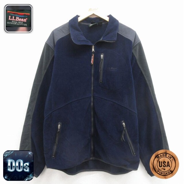【50%OFF】エルエルビーン 00s 長袖フリースジャケット ワンポイントロゴ ネイビー L | 古着