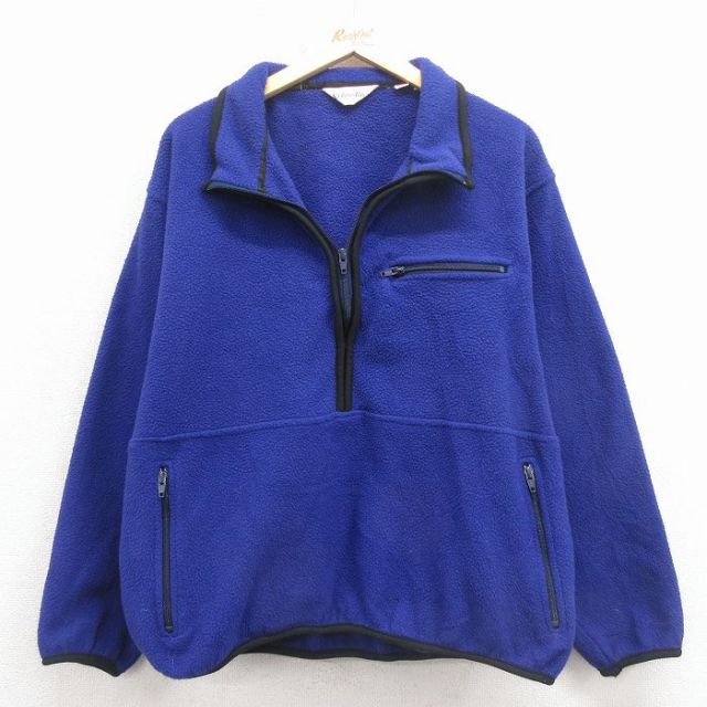 L★古着 セントジョンズベイ 長袖 ハーフジップ フリース ジャケット メンズ 90年代 90s USA製 青【spe】 26feb16
