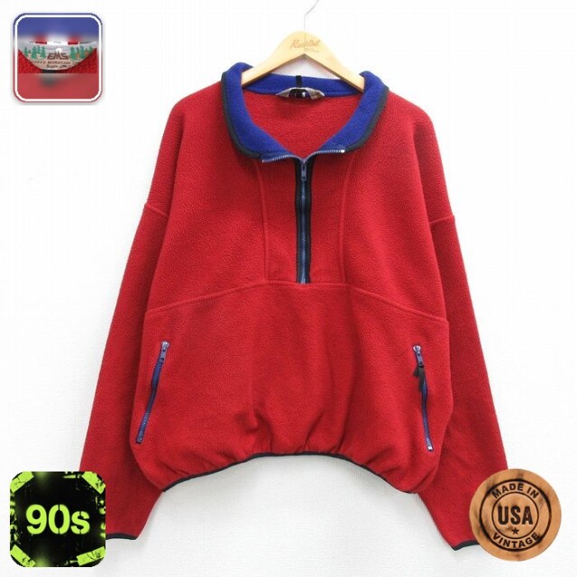 【50%OFF】EMS 90s ハーフジップフリースジャケット レッド XL | 古着