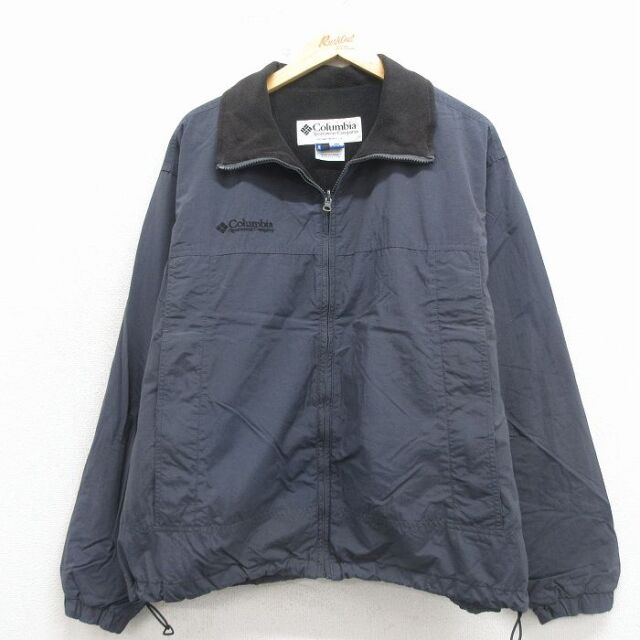 XL★古着 コロンビア 長袖 ナイロン ジャケット メンズ 00年代 00s ワンポイントロゴ 濃グレー 26feb26