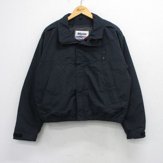 XL★古着 ブラウアー Blauer 長袖 ジャケット メンズ USA製 黒 26mar12
