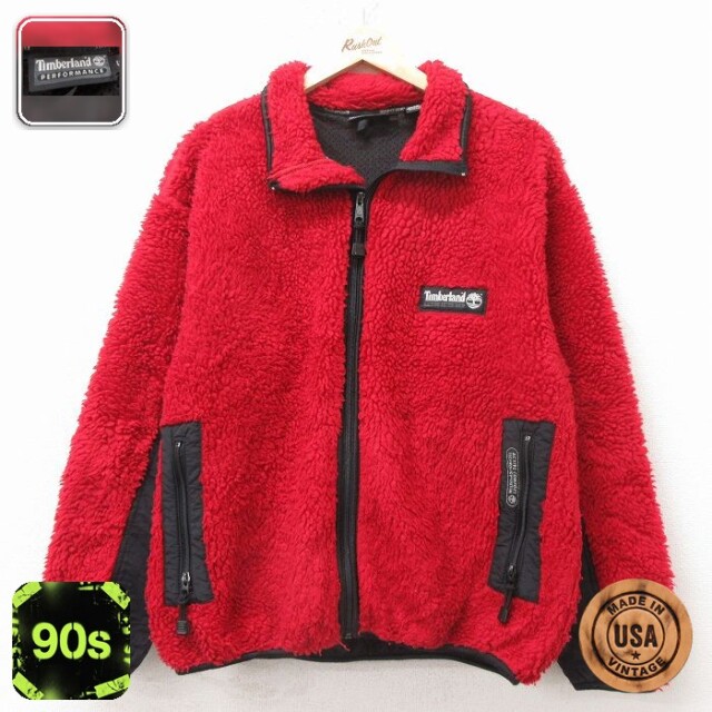 【20%OFF】ティンバーランド 90s 長袖フリースジャケット レッド メンズM相当 | 古着