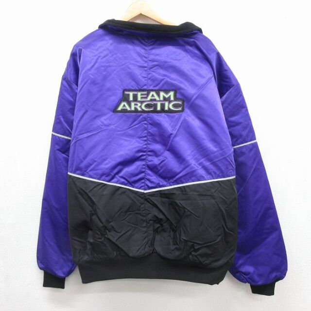 XL★古着 長袖 ジャケット メンズ 90年代 90s TEAM ARCTIC 刺繍 大きいサイズ USA製 パープル 26aug10