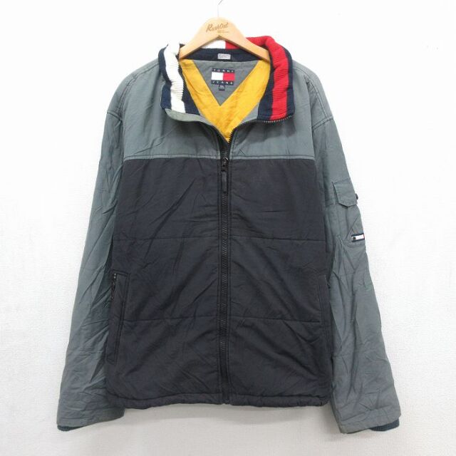 XL★古着 トミーヒルフィガー 長袖 ブランド ジャケット メンズ 90年代 90s 大きいサイズ ブラック【spe】 26aug10