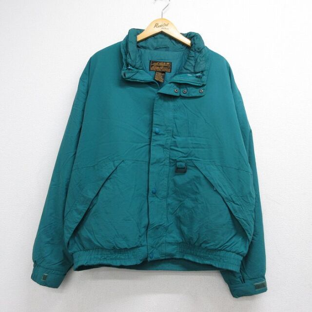 XL★古着 エディーバウアー 長袖 ナイロン ダウン ジャケット メンズ 90年代 90s 大きいサイズ グリーン【spe】 26aug12