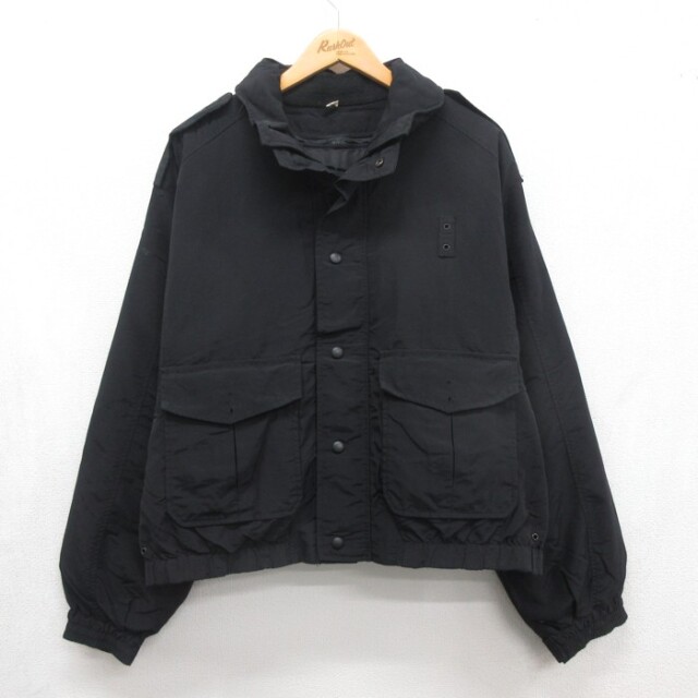 XL★古着 FLYING CROSS 長袖 ジャケット メンズ 90年代 90s フラップポケット ポリエステル USA製 ブラック 26aug18