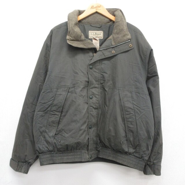 L★古着 L.L.Bean エルエルビーン 長袖 ジャケット メンズ 00年代 00s ダウン えりフリース カーキ【spe】 26aug19